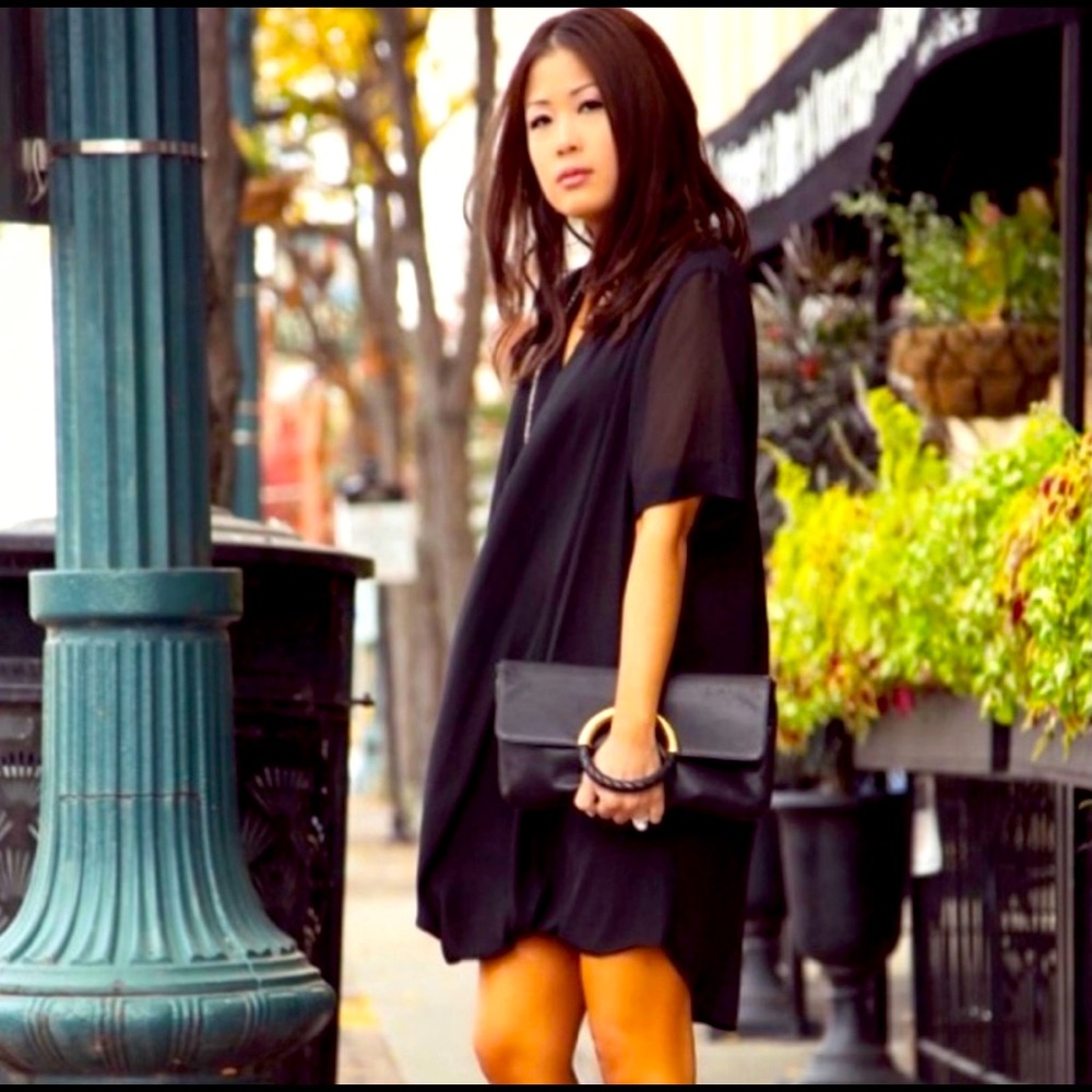 Top shop draped black dress